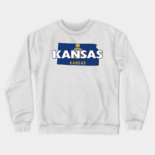 Kansas Colored State Crewneck Sweatshirt by m2inspiration